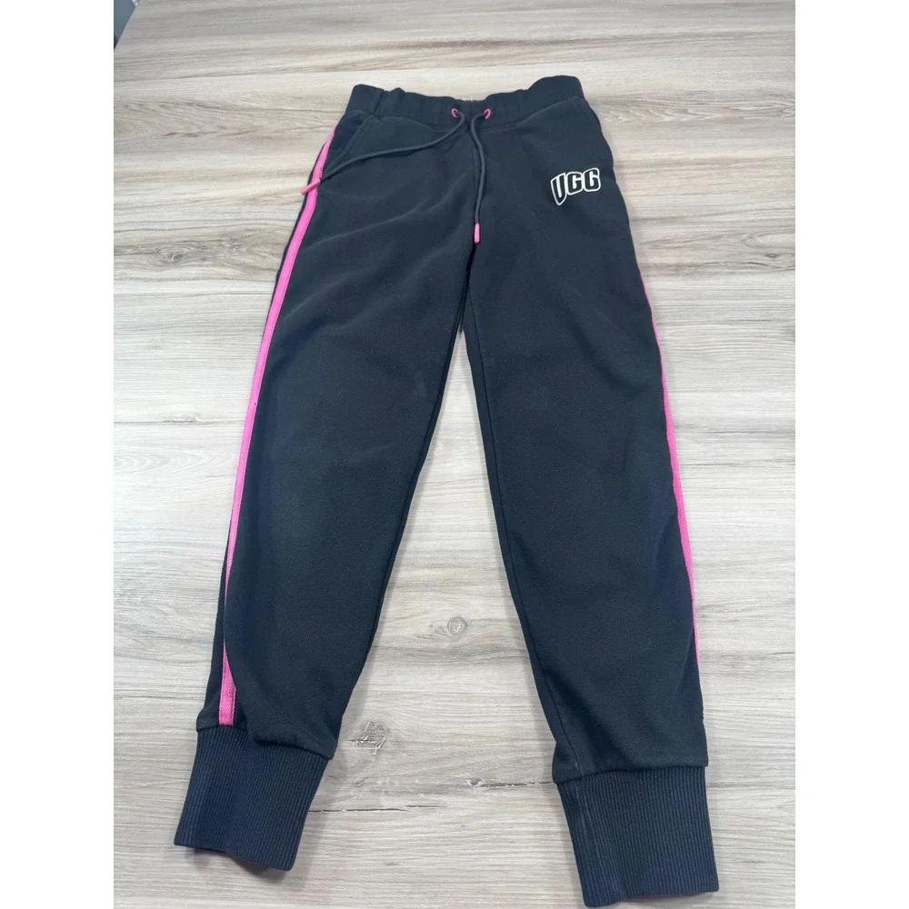 UGG Black Joggers Hot Pink Side Stripe Y2K Sporty Aesthetic XS Cozy Lounge Pants